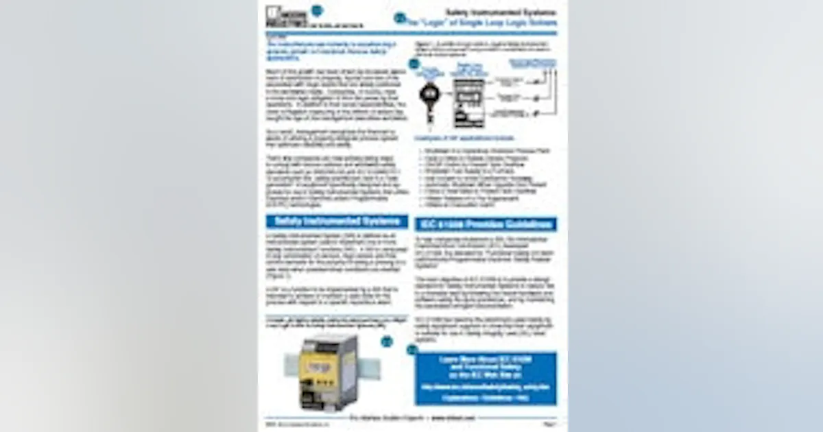 Safety Logic Science Modules Safety Instrumented Systems: The