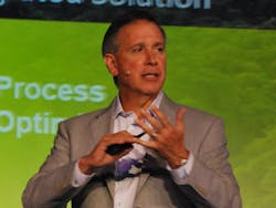 “First-principles engineering provides the rules of the road for AI, because AI doesn’t understand physical constraints.” AspenTech’s Antonio Pietri discussed the need for artificial intelligence to be used in conjunction with the company’s long history of models based on first principles in chemistry and physics. “First-principles engineering provides the rules of the road for AI, because AI doesn’t understand physical constraints.” AspenTech’s Antonio Pietri discussed the need for artificial intelligence to be used in conjunction with the company’s long history of models based on first principles in chemistry and physics.