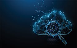 computer generated illustration of data cloud with magnifying glass highlighting data computer generated illustration of data cloud with magnifying glass highlighting data