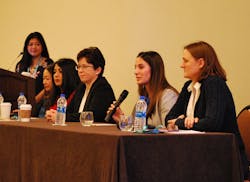 A panel of successful women shared tips and strategies for surviving, thriving and seeing that others do, too, at the Women in Innovation breakfast panel discussion at Emerson Exchange. A panel of successful women shared tips and strategies for surviving, thriving and seeing that others do, too, at the Women in Innovation breakfast panel discussion at Emerson Exchange.