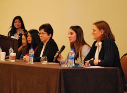 A panel of successful women shared tips and strategies for surviving, thriving and seeing that others do, too, at the Women in Innovation breakfast panel discussion at Emerson Exchange.