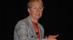 “We want the information to come up safely into the cloud and ping us. Those things are going to evolve.” Pearson Packaging’s Andrea Zaman explained how digitalization will empower workers during the Food & Beverage Industry Forum at Automation Fair in Chicago. “We want the information to come up safely into the cloud and ping us. Those things are going to evolve.” Pearson Packaging’s Andrea Zaman explained how digitalization will empower workers during the Food & Beverage Industry Forum at Automation Fair in Chicago.