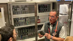 “The system can contain up to three banks and have 24 modules in a bank, giving 192 I/O points for simplex or 96 I/O points for duplex.” Rockwell Automation’s Armand Prezioso demonstrated the new FLEXHA 5000 configurable I/O platform at Automation Fair in Chicago.