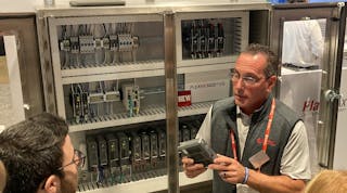 &ldquo;The system can contain up to three banks and have 24 modules in a bank, giving 192 I/O points for simplex or 96 I/O points for duplex.&rdquo; Rockwell Automation&rsquo;s Armand Prezioso demonstrated the new FLEXHA 5000 configurable I/O platform at Automation Fair in Chicago.