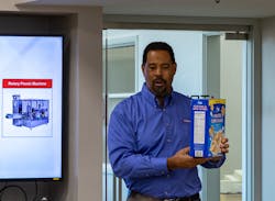 “They want everything to be as simple as possible. Let the logic in the machines do the changeover, so the operator just has to press a few buttons.” Triangle Package’s N’gai Merrill explained why Post wanted a simplified version of machine changeover for its multiple cereal brands during a facility tour in conjunction with Automation Fair 2022. “They want everything to be as simple as possible. Let the logic in the machines do the changeover, so the operator just has to press a few buttons.” Triangle Package’s N’gai Merrill explained why Post wanted a simplified version of machine changeover for its multiple cereal brands during a facility tour in conjunction with Automation Fair 2022.