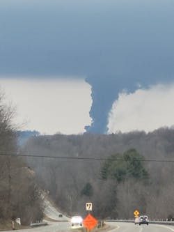 A controlled chemical burn from the Norfolk Southern train derailment taken from Darlington, Pa. (Source: Bill Stitt) A controlled chemical burn from the Norfolk Southern train derailment taken from Darlington, Pa. (Source: Bill Stitt)