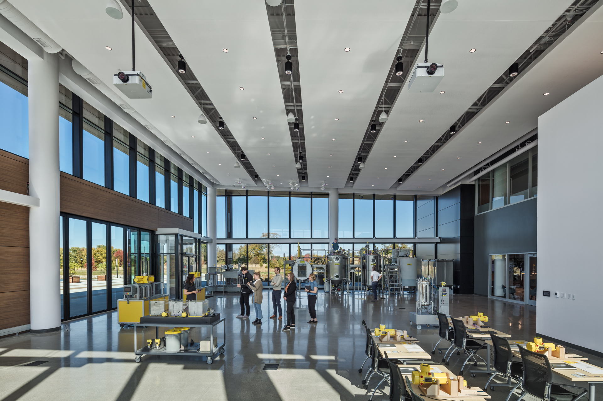 The training center at VEGA Americas&rsquo; new headquarters in Mason, Ohio, has three tanks and devices for level and flow testing, so everyone from customers and professional engineers to grade school STEM and college students can learn about through-air radar, guided-wave radar (GWR), vibration switching, capacitance, pressure and other level-measurement technologies.