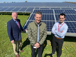On the Danfoss solar project, (l. to r.) Rodney Mumm, head of Danfoss Global Services in North America; Soren Revsbech Dam, head of ESG for Danfoss' Global Services Real Estate division; and Leart Berisa, category manager for Danfoss' Global Services division announced the solar power purchase agreement for Danfoss’ North America facilities as part of the company's ESG commitment. On the Danfoss solar project, (l. to r.) Rodney Mumm, head of Danfoss Global Services in North America; Soren Revsbech Dam, head of ESG for Danfoss' Global Services Real Estate division; and Leart Berisa, category manager for Danfoss' Global Services division announced the solar power purchase agreement for Danfoss’ North America facilities as part of the company's ESG commitment.