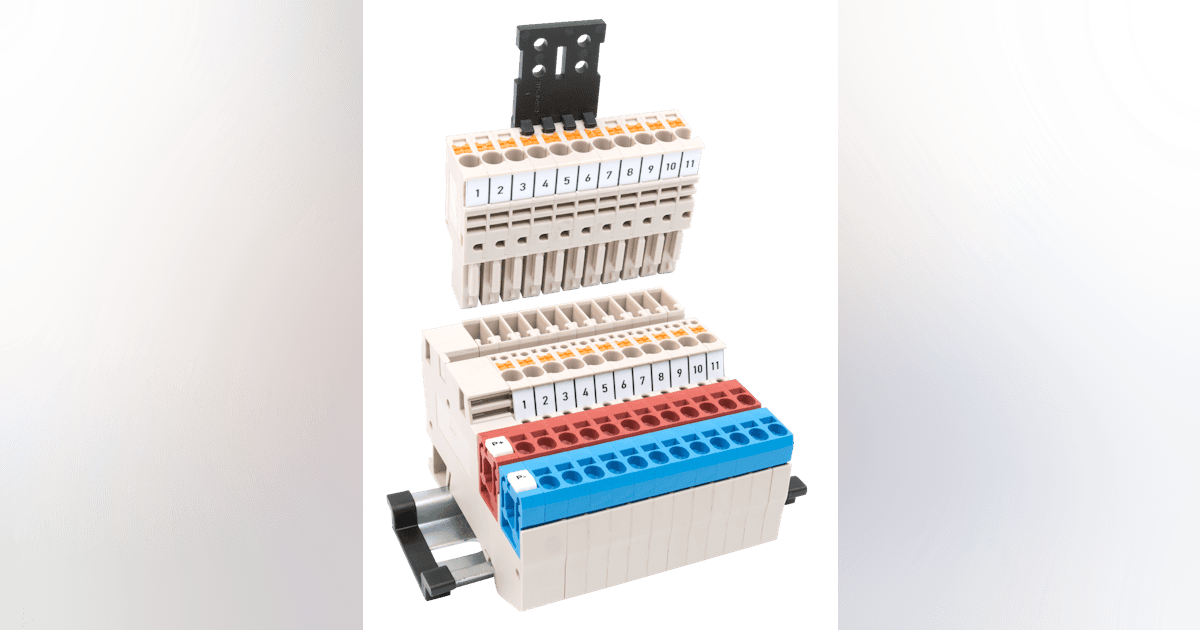 Plug-in connection terminal block combines fixed on a DIN rail and plug ...