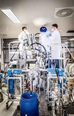 Bühler’s continuous mixing technology at FFB Workspace. Source: Fraunhofer FFB Bühler’s continuous mixing technology at FFB Workspace. Source: Fraunhofer FFB