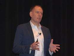 “Everything—proof of target, verification and acceptance, knowledge transfer and future-proofing—is moving more into the digital world.” Rockwell Automation’s Paolo Butti sets the stage for OEM-to-OEM discussions at Automation Fair 2023 in Boston. “Everything—proof of target, verification and acceptance, knowledge transfer and future-proofing—is moving more into the digital world.” Rockwell Automation’s Paolo Butti sets the stage for OEM-to-OEM discussions at Automation Fair 2023 in Boston.