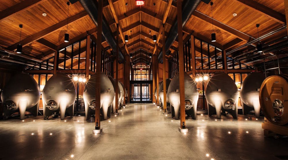 The egg hall in Cakebread Cellars glycol chiller plant ferments and ages wine. Wine temperatures must remain in a range of 50-60 &deg;F.