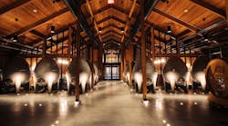The egg hall in Cakebread Cellars glycol chiller plant ferments and ages wine. Wine temperatures must remain in a range of 50-60 °F. The egg hall in Cakebread Cellars glycol chiller plant ferments and ages wine. Wine temperatures must remain in a range of 50-60 °F.