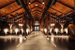 The egg hall in Cakebread Cellars glycol chiller plant ferments and ages wine. Wine temperatures must remain in a range of 50-60 °F. The egg hall in Cakebread Cellars glycol chiller plant ferments and ages wine. Wine temperatures must remain in a range of 50-60 °F.
