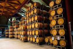 Barrels of wine stored at Cakebread Cellars. Barrels of wine stored at Cakebread Cellars.