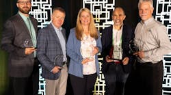 The 2024 CSIA Award winners include (l. to r.) John Sullivan, senior director at DMC Inc., who won the Emerging Leader award; Frank Riordan, president at DMC Inc., which won the Integrator Member of the Year award; Karen Griffin, VP at Hargrove Controls & Automation, who won the Charlie Bergman “Remember Me” award; Luigi de Bernardini, CEO at Autoware S.r.l., which won the Social Responsibility award; and Jack Barber, senior business consultant at Exotek, which won the Partner Member of the Year award. The 2024 CSIA Award winners include (l. to r.) John Sullivan, senior director at DMC Inc., who won the Emerging Leader award; Frank Riordan, president at DMC Inc., which won the Integrator Member of the Year award; Karen Griffin, VP at Hargrove Controls & Automation, who won the Charlie Bergman “Remember Me” award; Luigi de Bernardini, CEO at Autoware S.r.l., which won the Social Responsibility award; and Jack Barber, senior business consultant at Exotek, which won the Partner Member of the Year award.