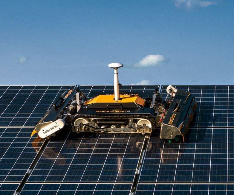Figure 1: AI-controlled, solar-park-cleaning robot. Source: AES Corp.