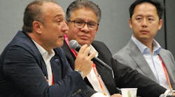 Gaetano Cantalupo, vice president of manufacturing, Lucid USA (left); Hugo Beltran, former associate chief engineer, Honda Development and Manufacturing of America (center); and Yin Yeh (right), executive director, Volta Foundation Gaetano Cantalupo, vice president of manufacturing, Lucid USA (left); Hugo Beltran, former associate chief engineer, Honda Development and Manufacturing of America (center); and Yin Yeh (right), executive director, Volta Foundation