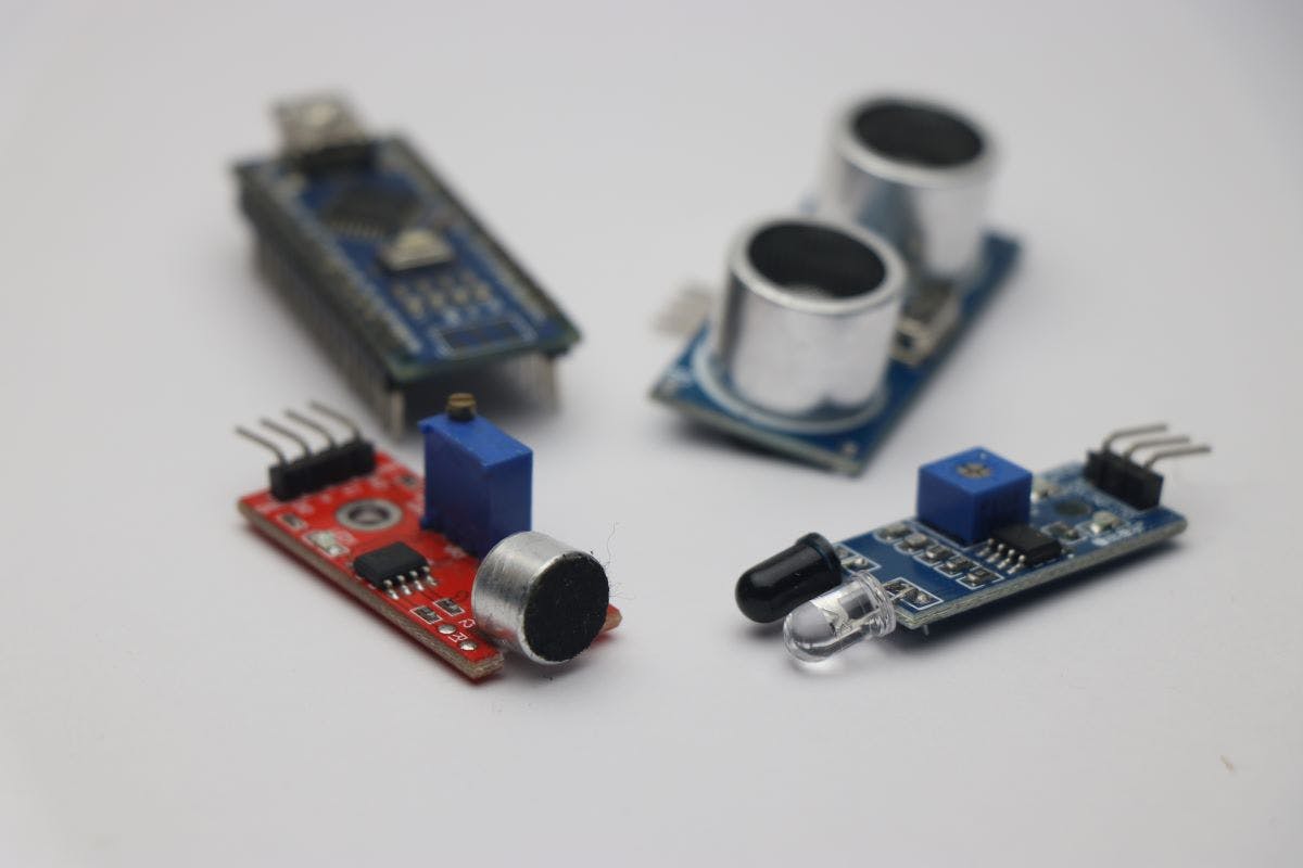 Sound sensor, IR sensor and ultrasonic module
