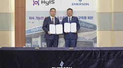 Kwon Sung-Wook, HyIS-one CEO, and JaeSung Jeong, VP and GM of Emerson in South Korea. Kwon Sung-Wook, HyIS-one CEO, and JaeSung Jeong, VP and GM of Emerson in South Korea.