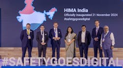 The opening of HIMA Group’s first process and rail safety facility in India was celebrated Nov. 21 by (l. to r.) Andrew Dennant, regional VP for the Middle East at HIMA; Michael Löbig, CFO at HIMA; Steffen Philipp, managing partner and shareholder at HIMA; Bani Varma, director of IS&P at Bharat Heavy Electrical Ltd.; Akhil Mehrotra, CEO and managing director at Pipeline Infrastructure Ltd; Christoph Rendtorff, deputy consul for Germany; and Deepak Naik, country manager for India at HIMA. The opening of HIMA Group’s first process and rail safety facility in India was celebrated Nov. 21 by (l. to r.) Andrew Dennant, regional VP for the Middle East at HIMA; Michael Löbig, CFO at HIMA; Steffen Philipp, managing partner and shareholder at HIMA; Bani Varma, director of IS&P at Bharat Heavy Electrical Ltd.; Akhil Mehrotra, CEO and managing director at Pipeline Infrastructure Ltd; Christoph Rendtorff, deputy consul for Germany; and Deepak Naik, country manager for India at HIMA.