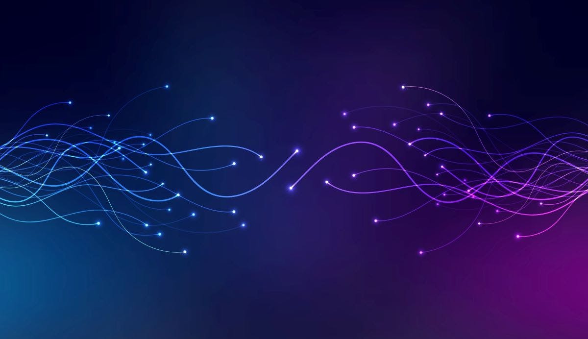 Blue and purple dots lines. Digital, communication, science, networks.