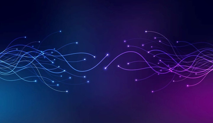 Blue and purple dots lines. Digital, communication, science, networks.