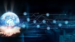 Businessman hold global supply chain management responsibilities with network connected to manufacturers and distributors Businessman hold global supply chain management responsibilities with network connected to manufacturers and distributors