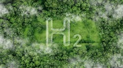 H2 symbol on the green in the forest H2 symbol on the green in the forest