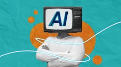 Human with AI TV Head collage art Human with AI TV Head collage art