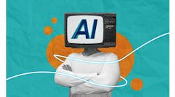 Human with AI TV Head collage art Human with AI TV Head collage art