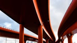 Three high red roads join the Viadrutz Three high red roads join the Viadrutz