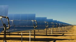 SEGS solar thermal energy electricity plant with parabolic mirrors concentrating the sunlight SEGS solar thermal energy electricity plant with parabolic mirrors concentrating the sunlight