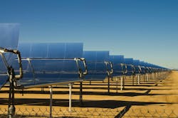 SEGS solar thermal energy electricity plant with parabolic mirrors concentrating the sunlight SEGS solar thermal energy electricity plant with parabolic mirrors concentrating the sunlight