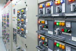 Electrical switch gear at Low Voltage motor control center cabinet in power plant Electrical switch gear at Low Voltage motor control center cabinet in power plant