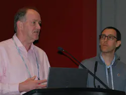 “Be clear what you want to do because that might influence your choice of technology as well as how and what you connect it to.” Emerson’s Raoul Mercer (left) and BP’s David Mason discussed how the company connects offshore assets for optimal remote operations.