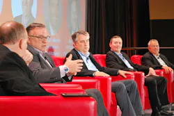 Emerson’s Peter Zornio (left) led a panel discussion on the continuing edge and cloud computing developments that also included (left to right) William Reed from Dell, Zededa’s Padraig Stapleton, plus Brian LaMothe and Rick Kephart, both of Emerson.