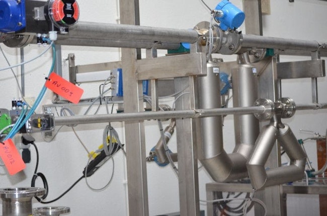 A Coriolis flowmeter in use