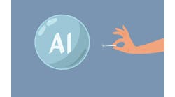 Hand Bursting AI Tech Bubble Vector Concept Illustration. Prediction of end tech hype of a controversial over promise Hand Bursting AI Tech Bubble Vector Concept Illustration. Prediction of end tech hype of a controversial over promise