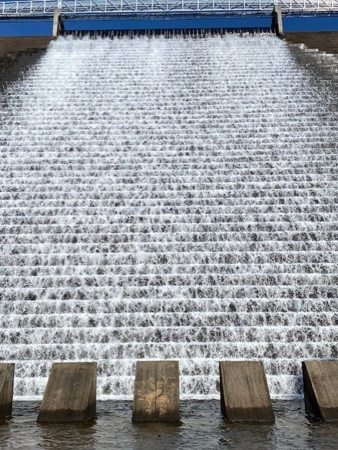 Figure 1: A spillway at the Hickory Log Creek reservoir dam in Canton, Ga., is one of the many facilities operated by the Cobb County-Marietta Water Authority, which runs 25,000-30,000 data tags and 30 PLCs at each of two plants, and can produce as much as 86 mgd of drinking water per day. Figure 1: A spillway at the Hickory Log Creek reservoir dam in Canton, Ga., is one of the many facilities operated by the Cobb County-Marietta Water Authority, which runs 25,000-30,000 data tags and 30 PLCs at each of two plants, and can produce as much as 86 mgd of drinking water per day.