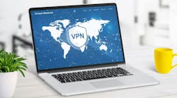 VPN web page service on laptop display displaying a world map with VPN locations. Highlights global network access, online security, and privacy protection VPN web page service on laptop display displaying a world map with VPN locations. Highlights global network access, online security, and privacy protection