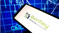 Bentley Systems company logo displayed on mobile phone Bentley Systems company logo displayed on mobile phone
