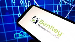Bentley Systems company logo displayed on mobile phone Bentley Systems company logo displayed on mobile phone