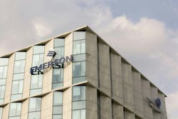 The Emerson logo is seen at Emerson Electric Shanghai Office in Caohejing Hi-Tech Park. The Emerson logo is seen at Emerson Electric Shanghai Office in Caohejing Hi-Tech Park.