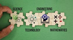 puzzle connection with STEM icon. science, technology, engineering, mathematics education word with icons puzzle connection with STEM icon. science, technology, engineering, mathematics education word with icons