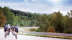 group of cyclists in the mountains group of cyclists in the mountains