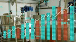 Showing translucent data visualization overlaying plant with stainless tanks,pipes,valves and motor. Industrial, manufacturing, data analytics, automation, engineering, digital interface, process Showing translucent data visualization overlaying plant with stainless tanks,pipes,valves and motor. Industrial, manufacturing, data analytics, automation, engineering, digital interface, process