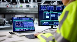 Female Engineer Monitors Scada System On Industrial Plant Production Line Female Engineer Monitors Scada System On Industrial Plant Production Line