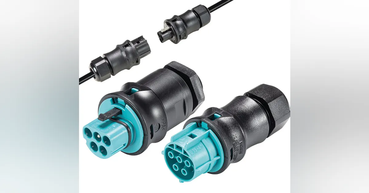 Plug-and-play connectors available in two- to seven-pole configurations ...