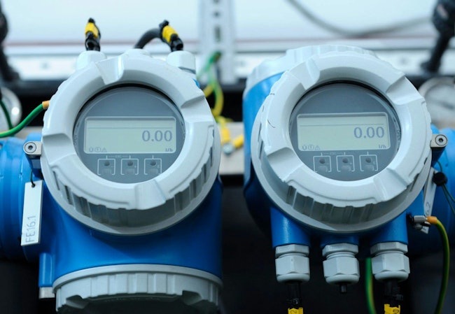 Flow meters set in the dosing systems hall of the water pumping station